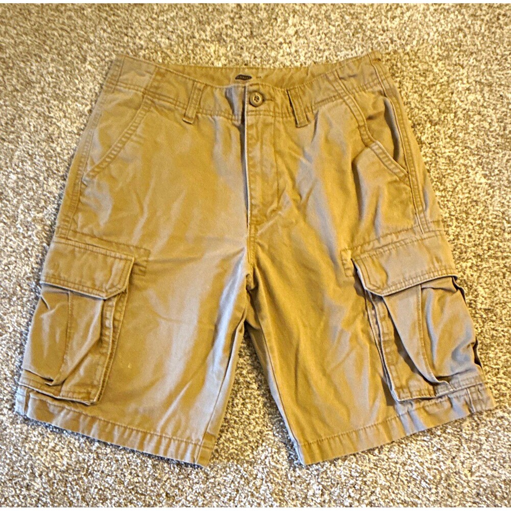 Old Navy Men’s Beige Cargo Shorts Cotton Canvas, Zip Closure, Pockets